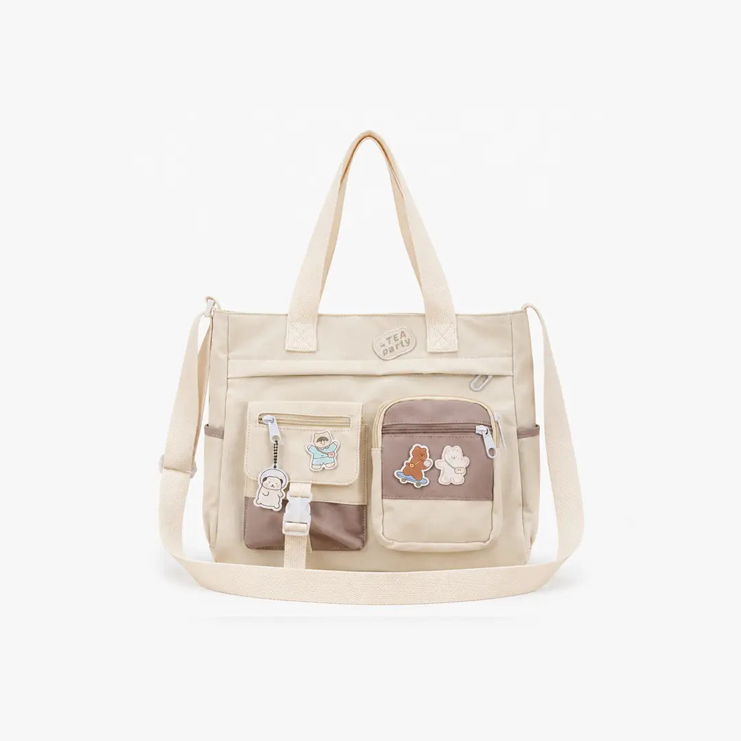 Gexo Canvas Tote Bag with Multi-Pocket Storage