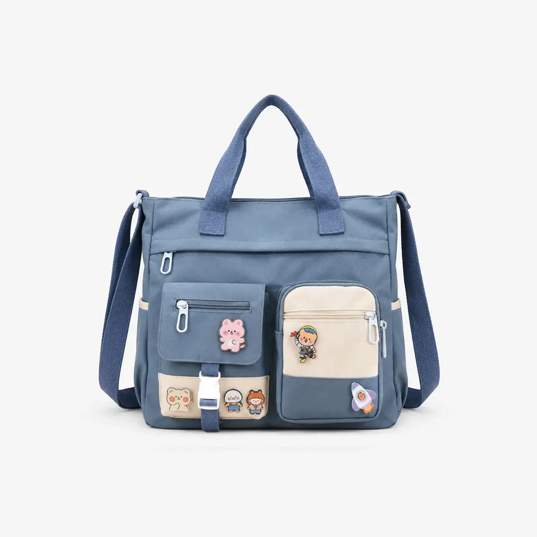 Gexo Canvas Tote Bag with Multi-Pocket Storage