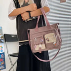 Gexo Canvas Tote Bag with Multi-Pocket Storage