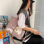 Gexo Canvas Tote Bag with Multi-Pocket Storage