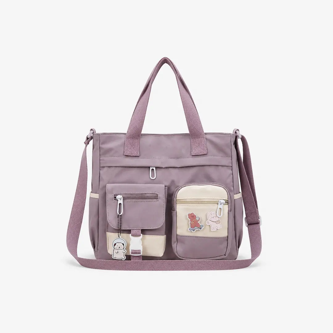 Gexo Canvas Tote Bag with Multi-Pocket Storage