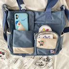 Gexo Canvas Tote Bag with Multi-Pocket Storage