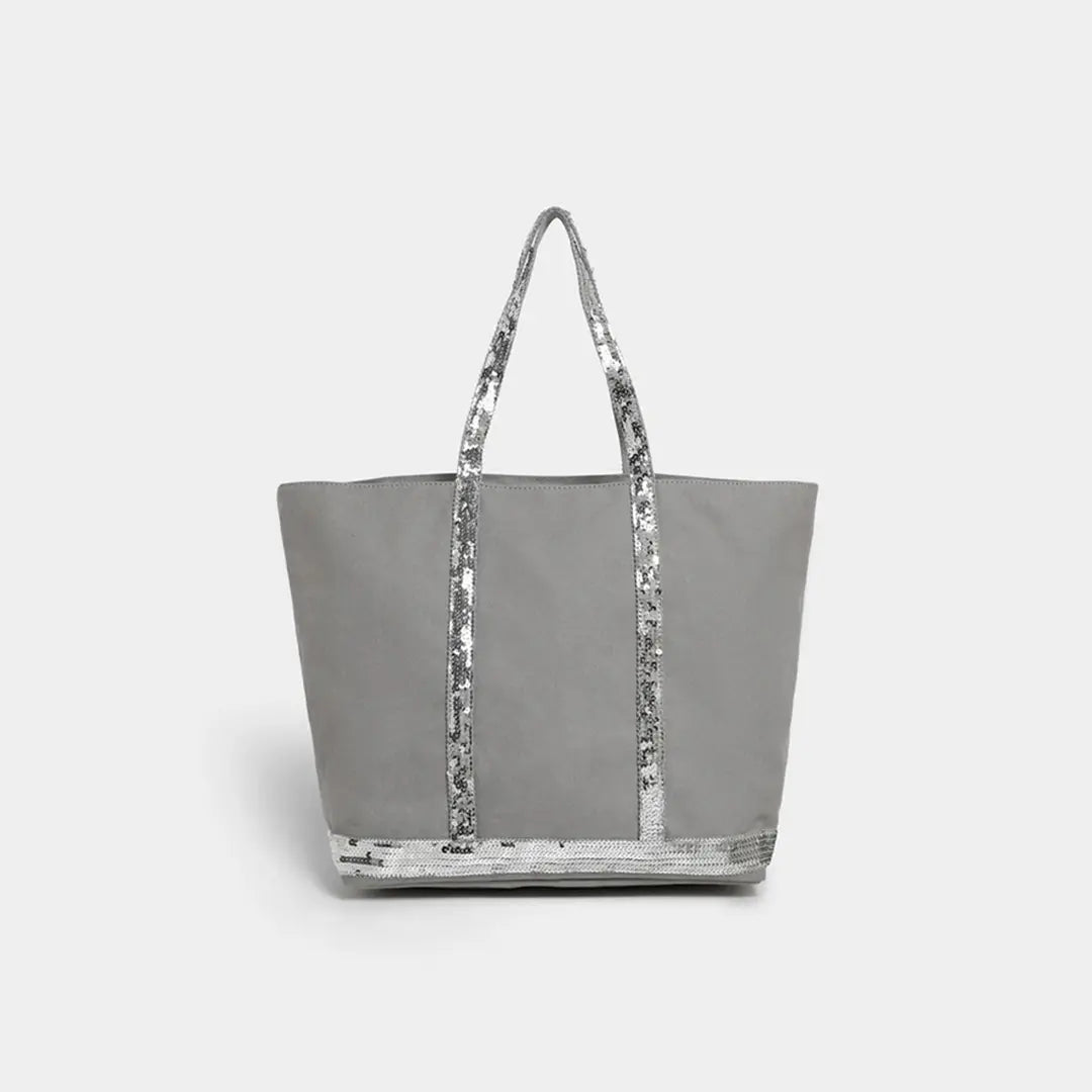 Gexo Canvas Tote Bag with Sequin Trim