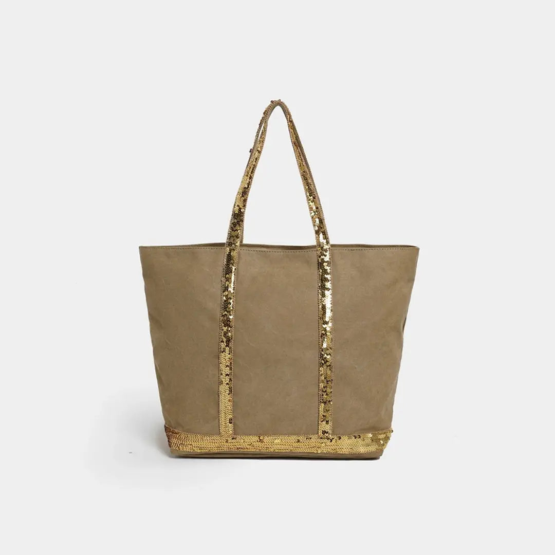 Gexo Canvas Tote Bag with Sequin Trim
