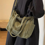 Gexo Corduroy Tote Bag, Large Everyday Shoulder and Crossbody Handbag