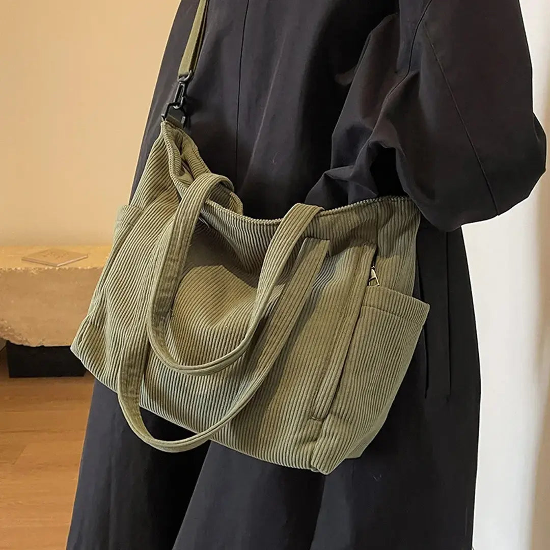 Gexo Corduroy Tote Bag, Large Everyday Shoulder and Crossbody Handbag