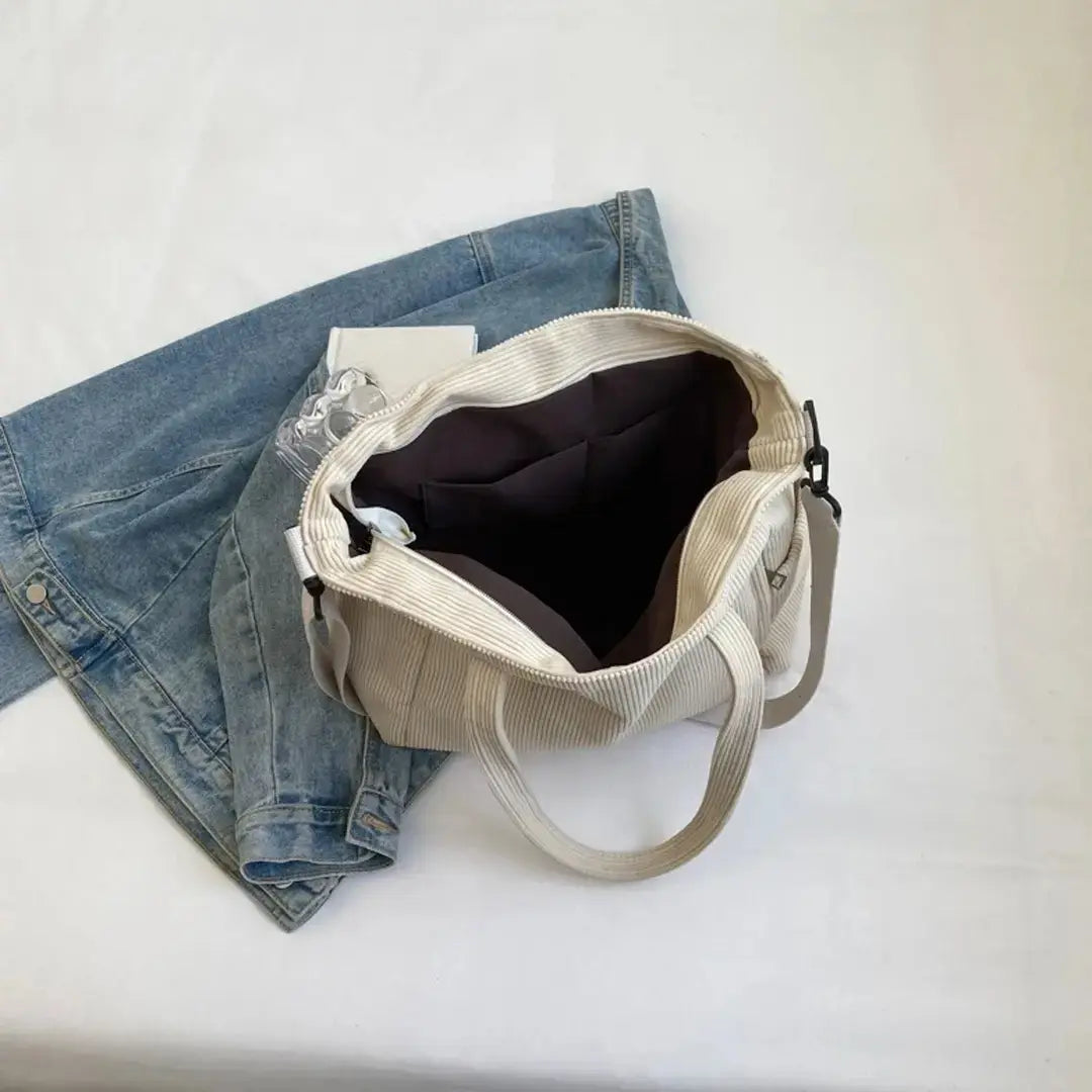 Gexo Corduroy Tote Bag, Large Everyday Shoulder and Crossbody Handbag