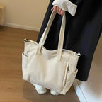 Gexo Corduroy Tote Bag, Large Everyday Shoulder and Crossbody Handbag