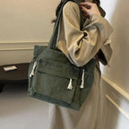 Gexo Corduroy Tote Bag with Large Capacity and Multi-Pocket Storage