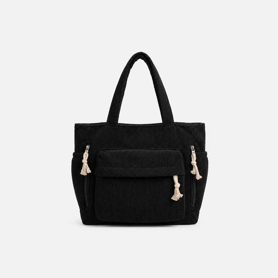 Gexo Corduroy Tote Bag with Large Capacity and Multi-Pocket Storage