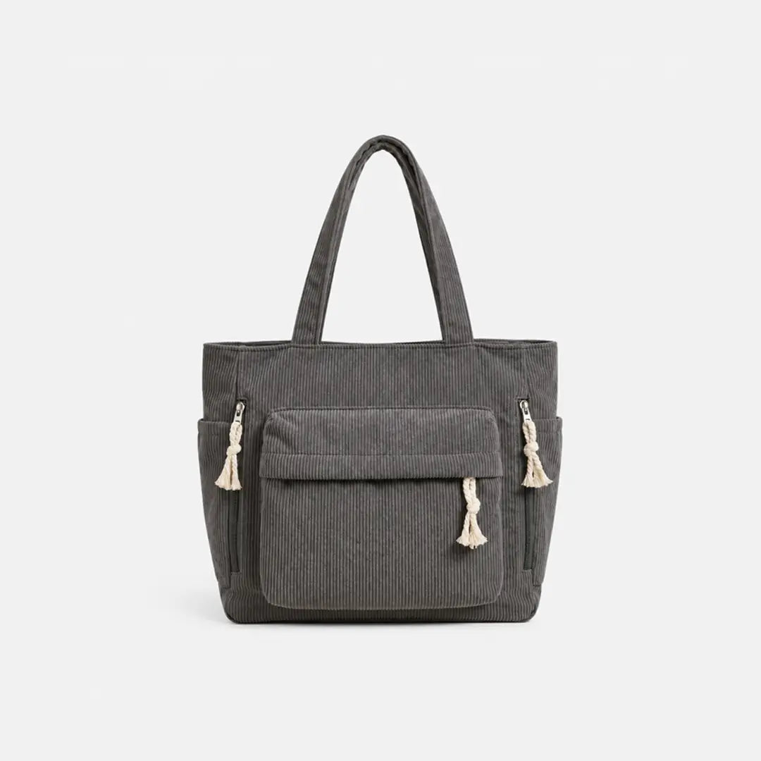 Gexo Corduroy Tote Bag with Large Capacity and Multi-Pocket Storage