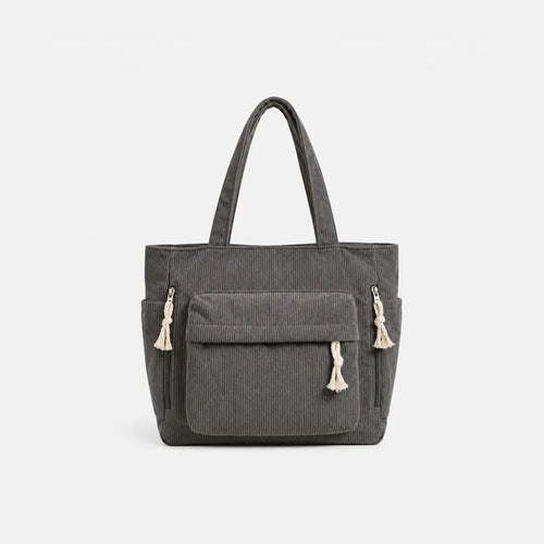 Gexo Corduroy Tote Bag with Large Capacity and Multi-Pocket Storage