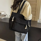 Gexo Corduroy Tote Bag with Large Capacity and Multi-Pocket Storage
