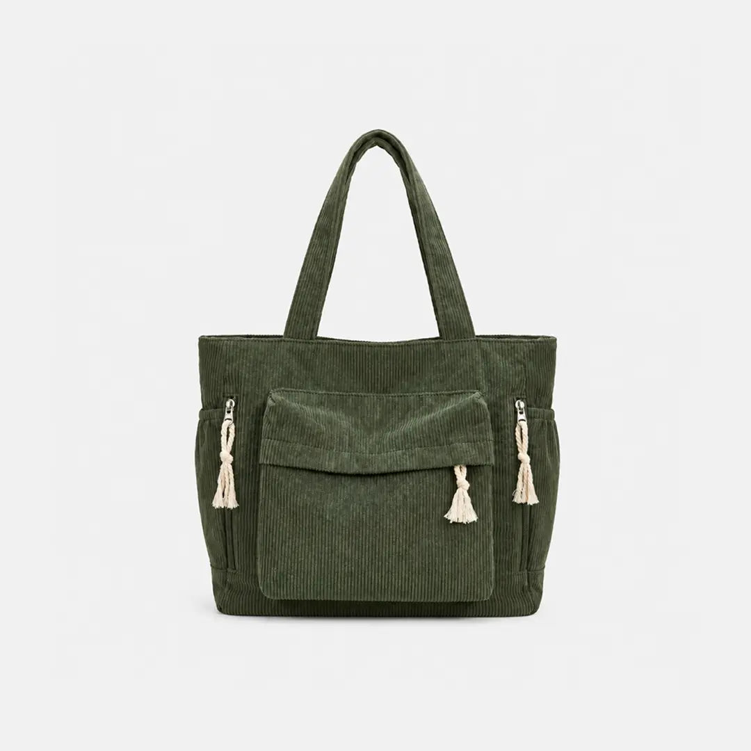 Gexo Corduroy Tote Bag with Large Capacity and Multi-Pocket Storage