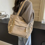 Gexo Corduroy Tote Bag with Large Capacity and Multi-Pocket Storage