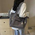 Gexo Corduroy Tote Bag with Large Capacity and Multi-Pocket Storage
