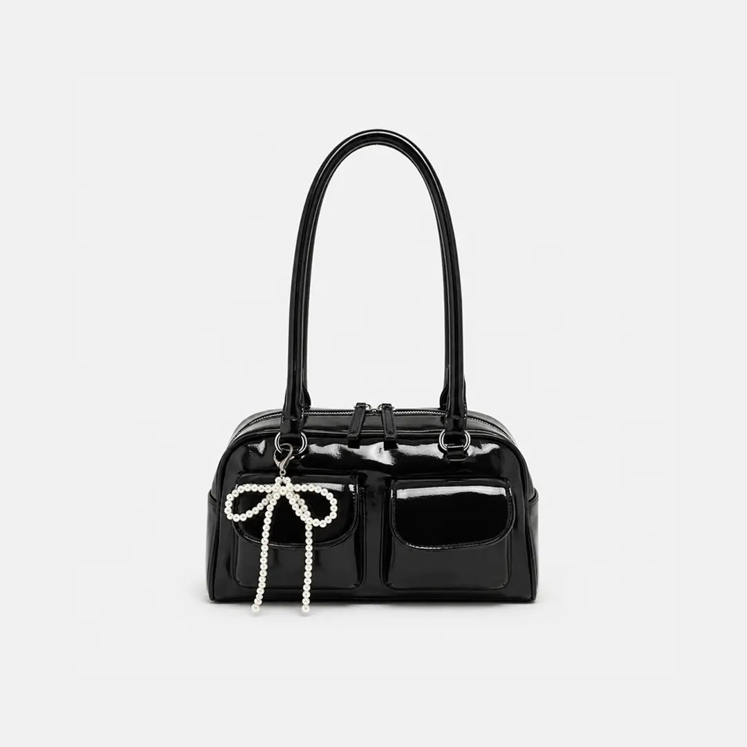 Gexo Korean Style PU Shoulder Bag with Retro Bowling Design