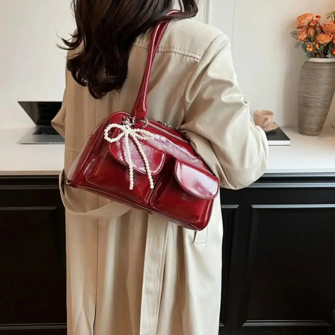 Gexo Korean Style PU Shoulder Bag with Retro Bowling Design