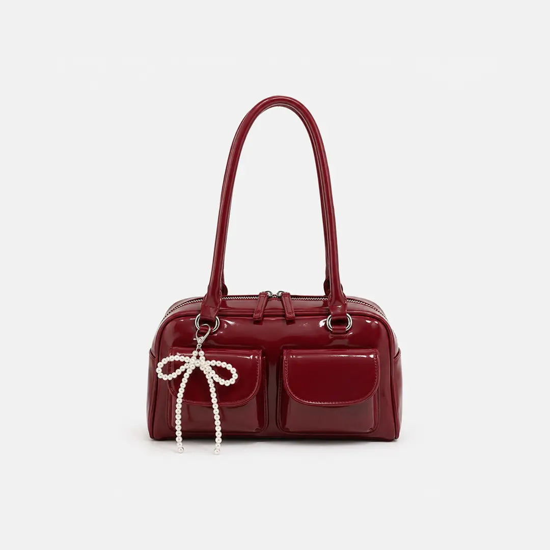 Gexo Korean Style PU Shoulder Bag with Retro Bowling Design