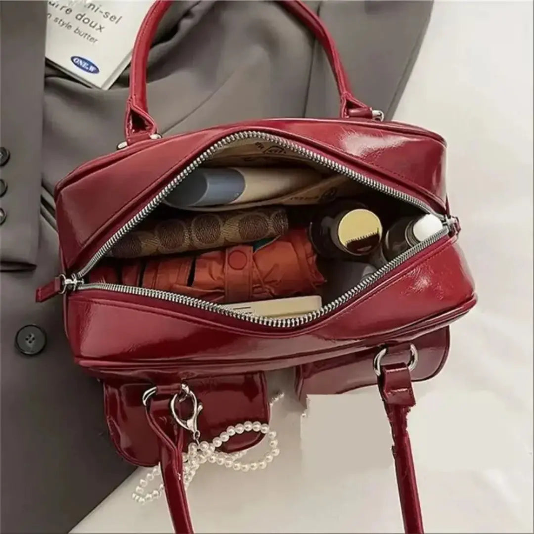 Gexo Korean Style PU Shoulder Bag with Retro Bowling Design