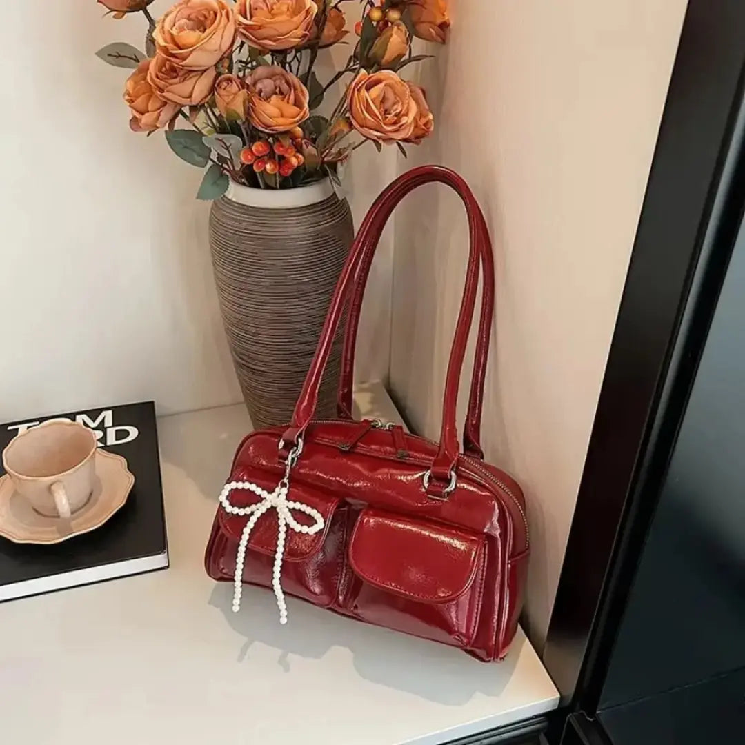 Gexo Korean Style PU Shoulder Bag with Retro Bowling Design