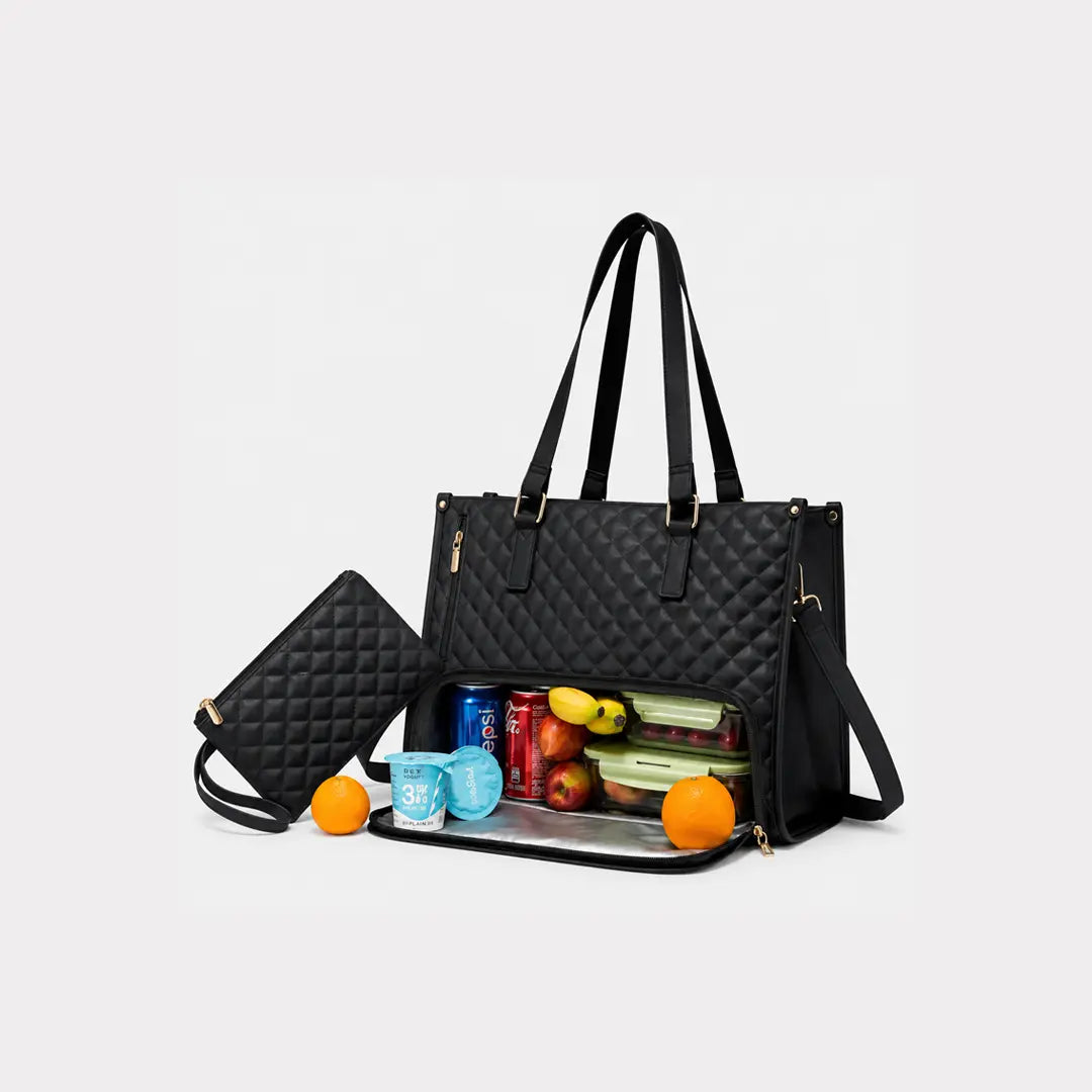Gexo Laptop Lunch Tote Bag with Insulated Cooler Compartment and 15.6-Inch Laptop Storage