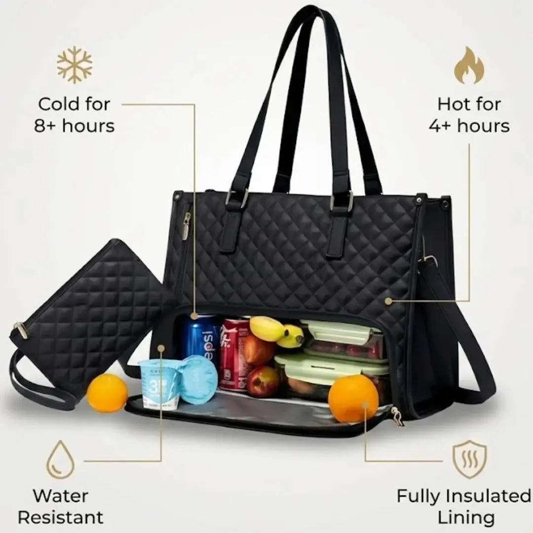 Gexo Laptop Lunch Tote Bag with Insulated Cooler Compartment and 15.6-Inch Laptop Storage