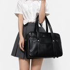 Gexo Large PU Leather Tote Bag, Fits 15 Inch Laptop