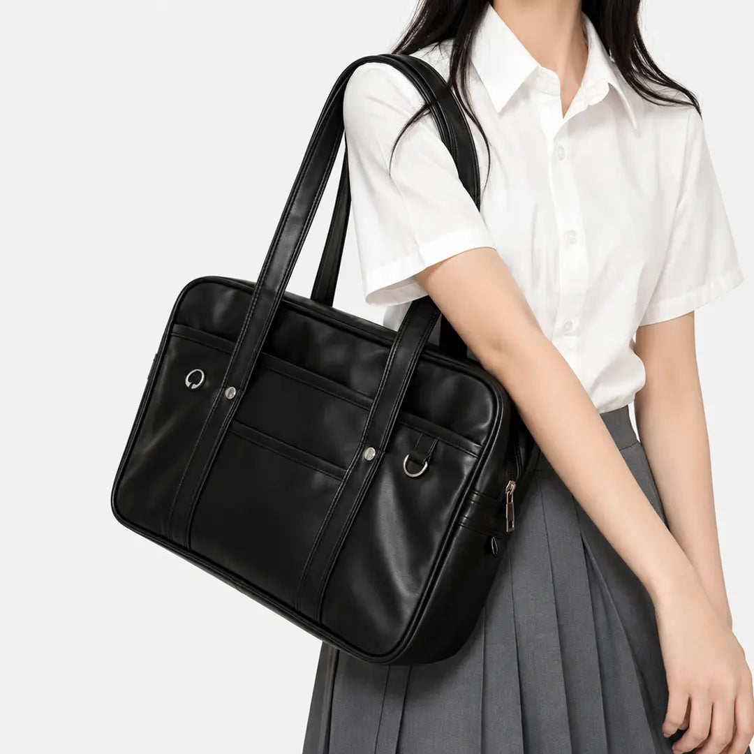 Gexo Large PU Leather Tote Bag, Fits 15 Inch Laptop