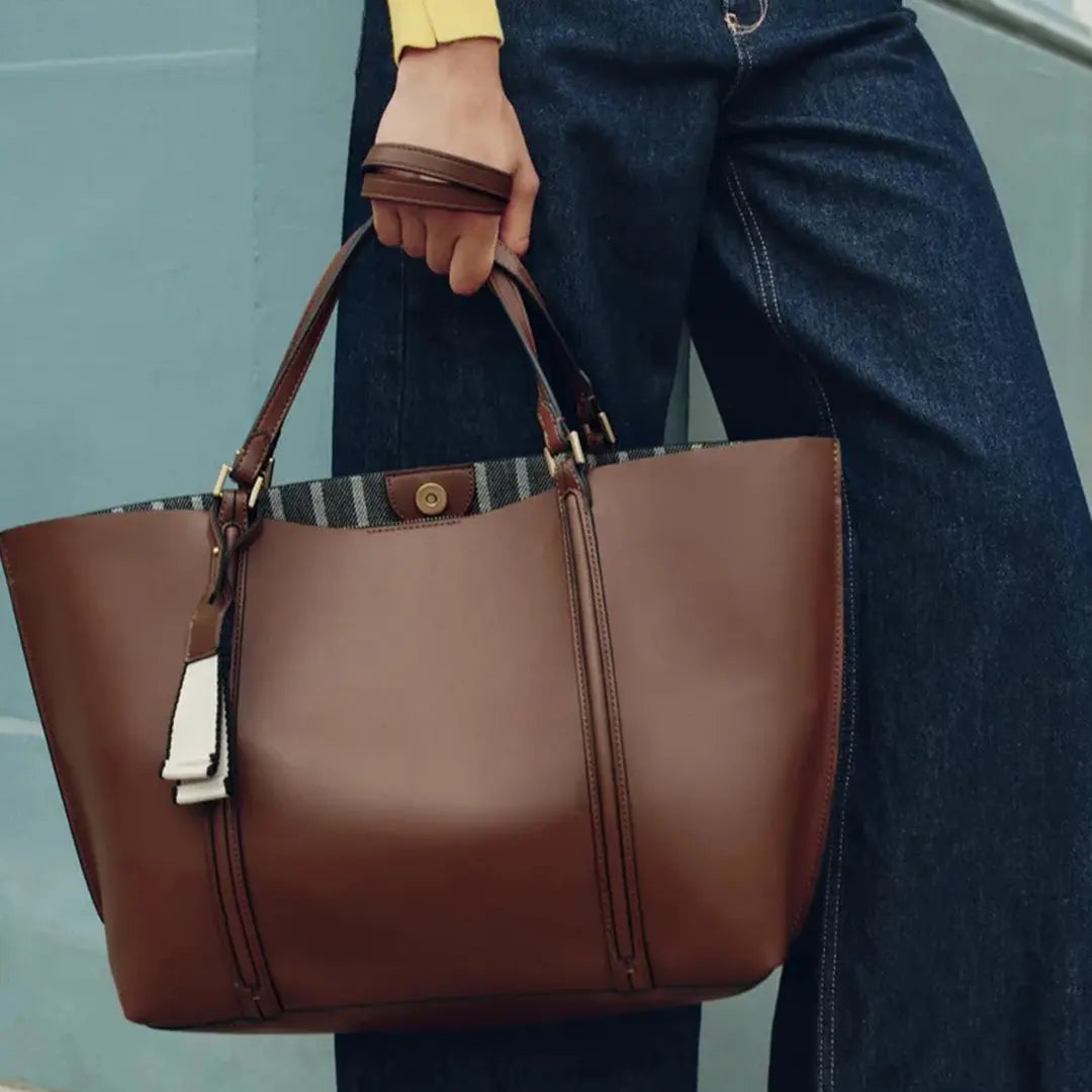 Gexo Large PU Leather Tote Bag for Work, Shopping and Daily Carry