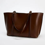 Gexo Large PU Leather Tote Bag for Work, Shopping and Daily Carry