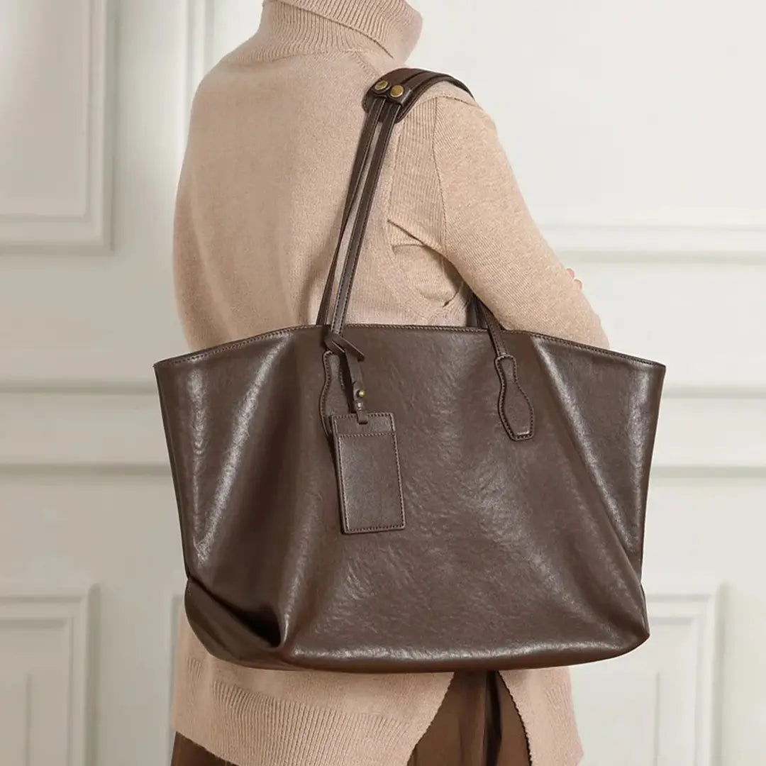 Gexo Luxury Genuine Leather Tote Bag for Work, Travel and Daily Use