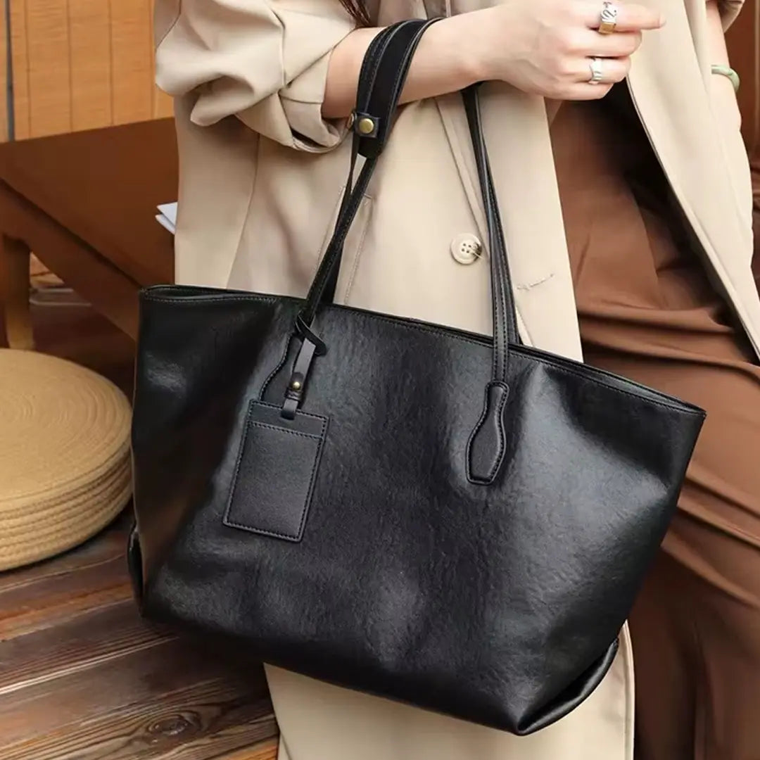 Gexo Luxury Genuine Leather Tote Bag for Work, Travel and Daily Use