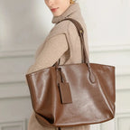 Gexo Luxury Genuine Leather Tote Bag for Work, Travel and Daily Use
