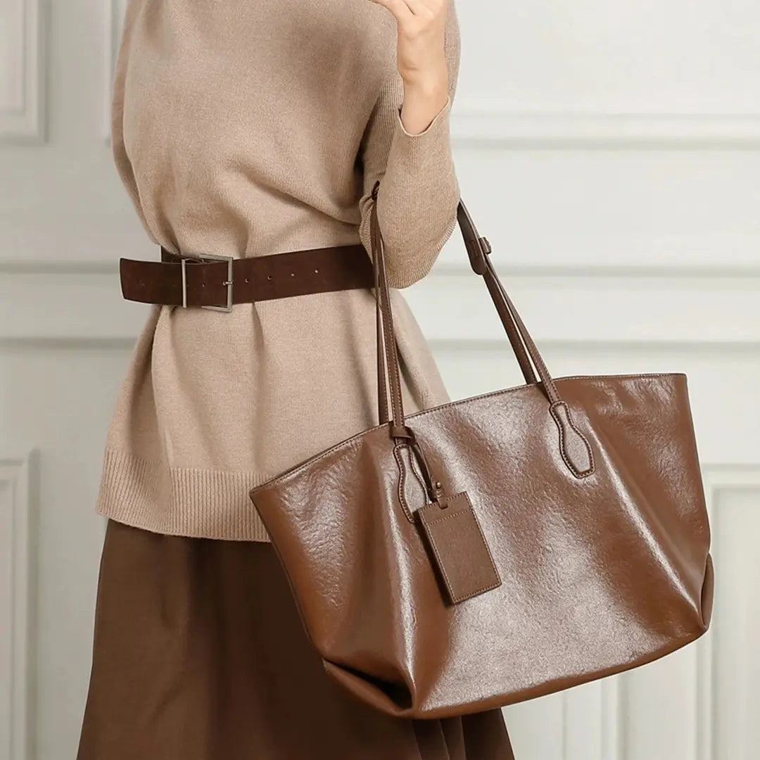 Gexo Luxury Genuine Leather Tote Bag for Work, Travel and Daily Use