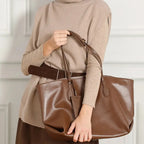 Gexo Luxury Genuine Leather Tote Bag for Work, Travel and Daily Use
