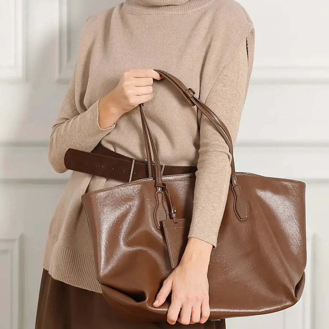 Gexo Luxury Genuine Leather Tote Bag for Work, Travel and Daily Use