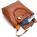 Gexo PU Leather Tote Bag for Women, Large Shoulder Handbag