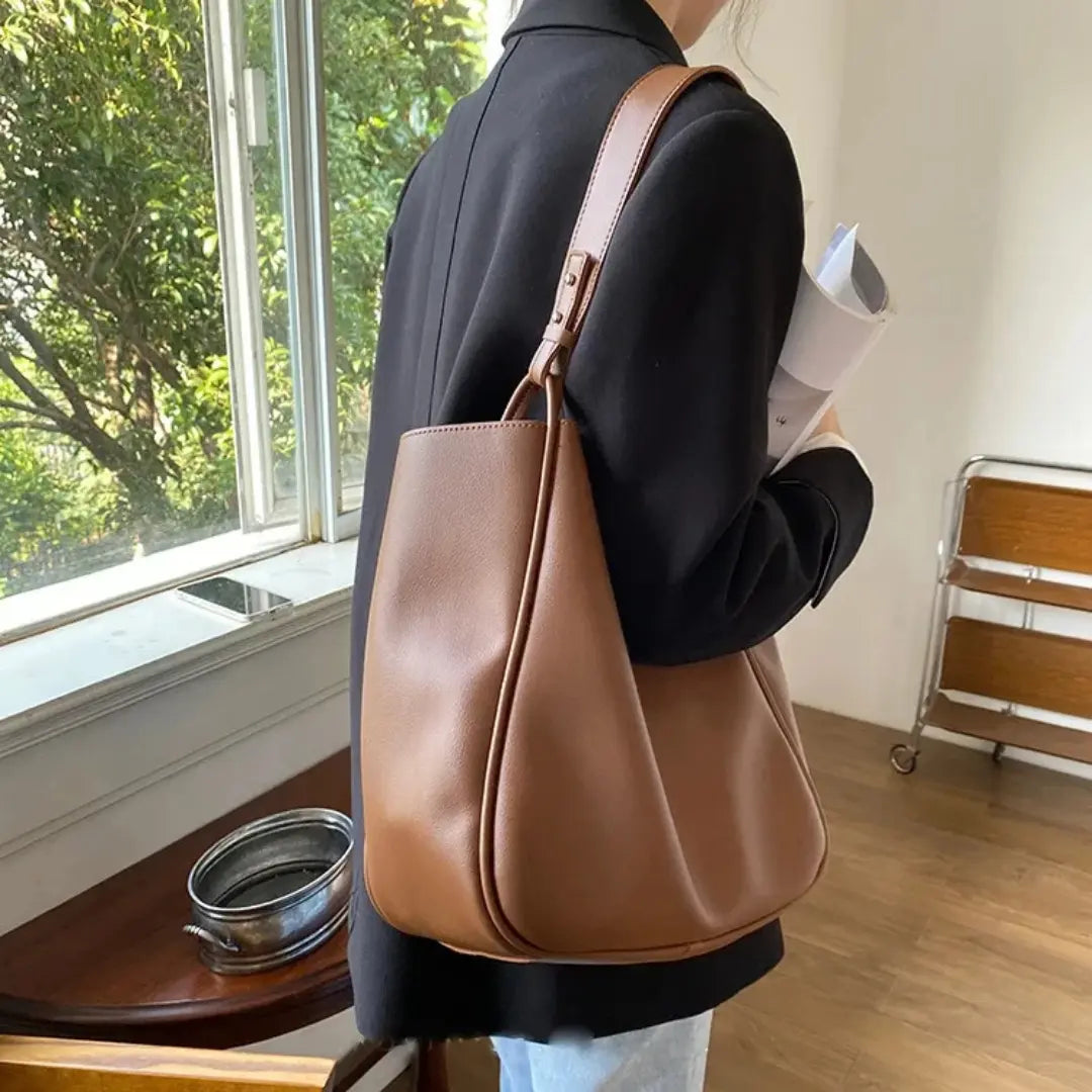Gexo PU Leather Tote Bag with Large Capacity and Minimalist Design