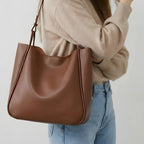 Gexo PU Leather Tote Bag with Large Capacity and Minimalist Design