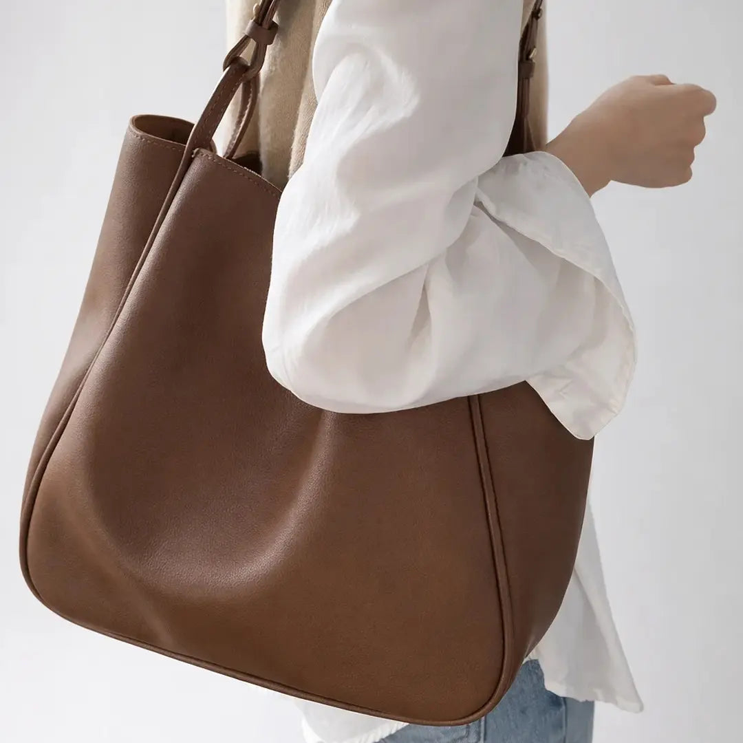 Gexo PU Leather Tote Bag with Large Capacity and Minimalist Design