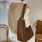 Gexo PU Leather Tote Bag with Large Capacity and Minimalist Design