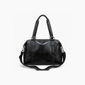 Gexo PU Leather Travel Black Tote Bag with Crossbody Strap