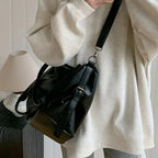 Gexo PU Leather Travel Black Tote Bag with Crossbody Strap