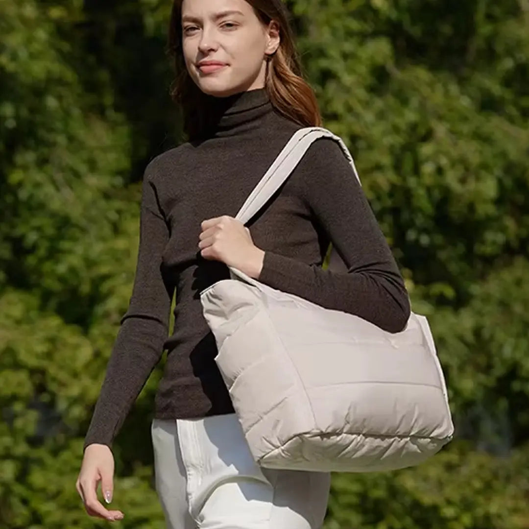 Gexo Quilted Laptop Tote Bag, Large Travel and Work Shoulder Bag