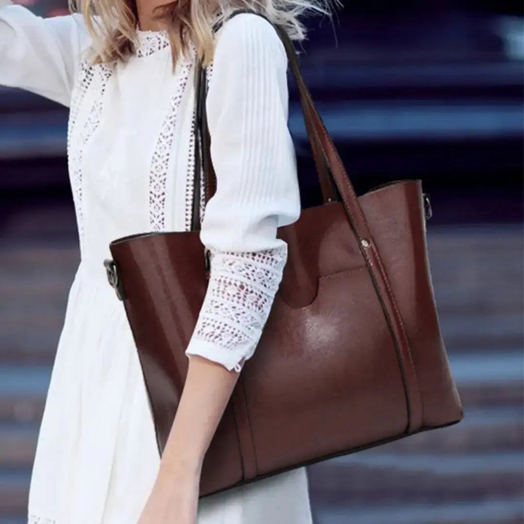 Gexo Structured Black Tote Bag with Crossbody Strap
