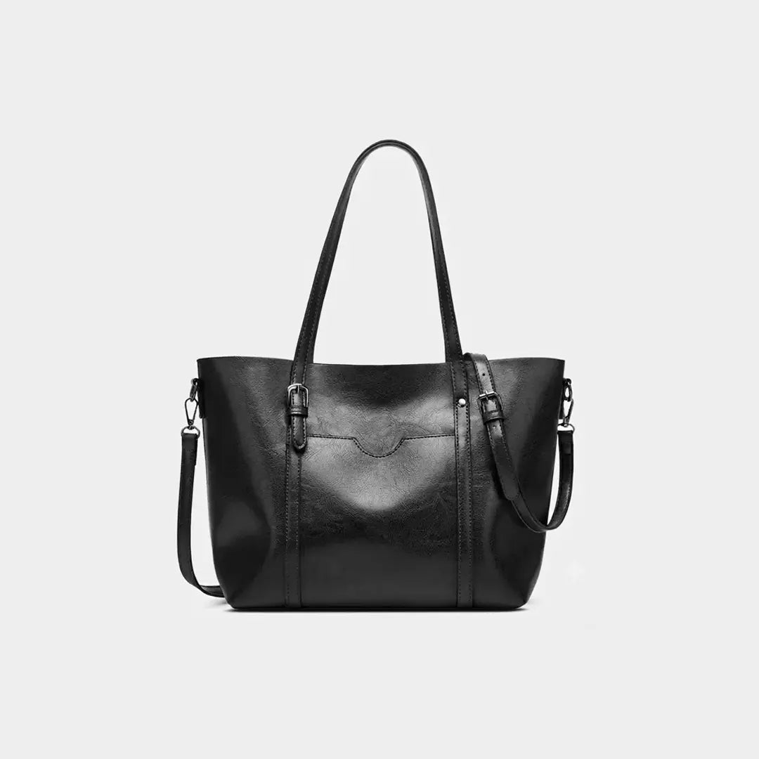 Gexo Structured Black Tote Bag with Crossbody Strap