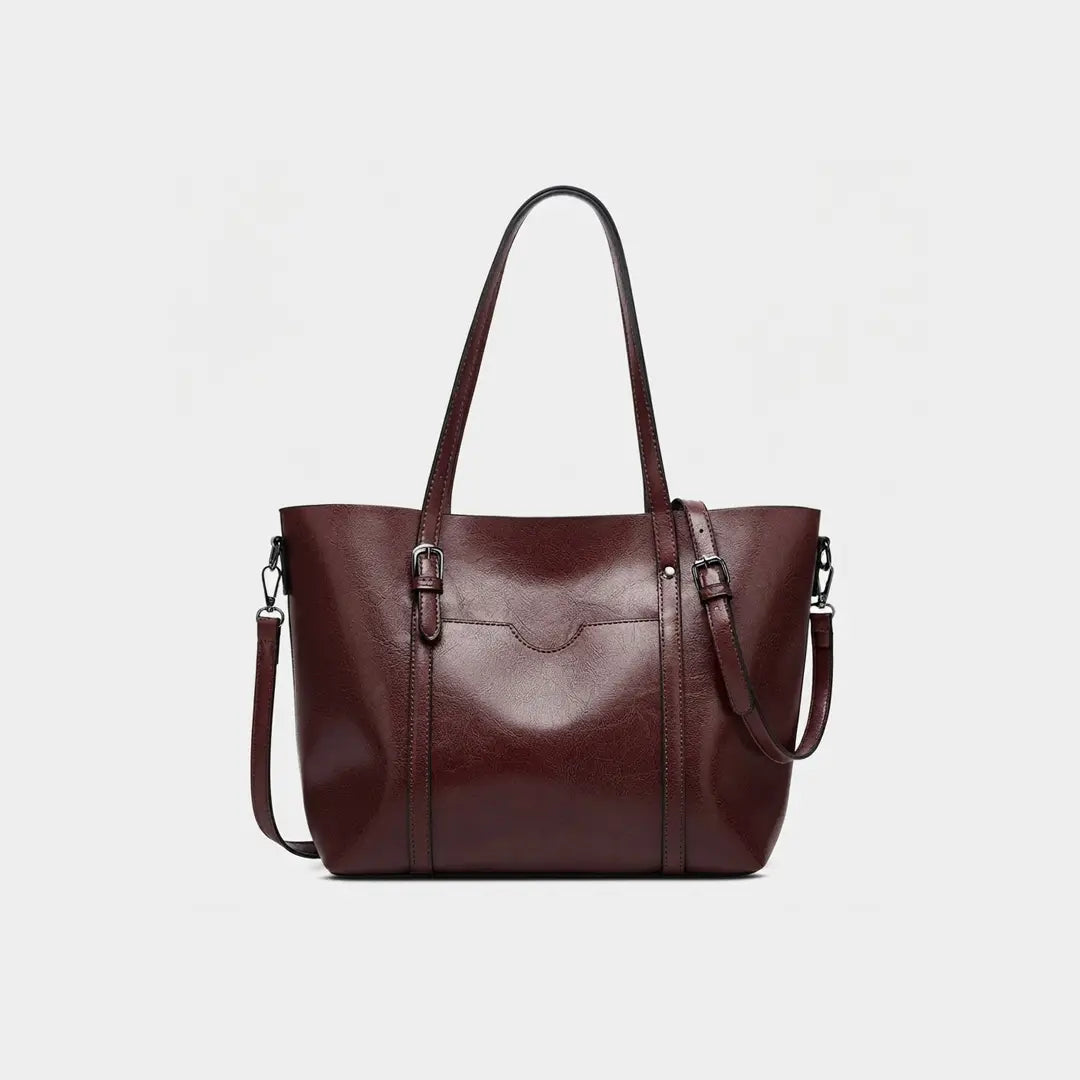 Gexo Structured Black Tote Bag with Crossbody Strap