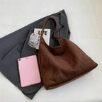 Gexo Suede Shoulder Tote Bag, Large Everyday Hobo Handbag