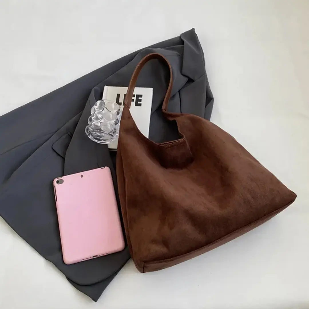 Gexo Suede Shoulder Tote Bag, Large Everyday Hobo Handbag